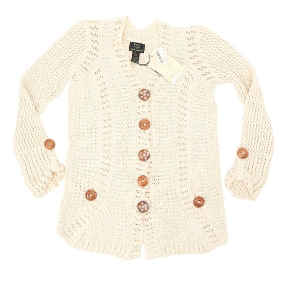 NWT Pure Handknit for Fresh Produce Ivory Boho Cardigan Sweater XS S - Picture 1 of 6